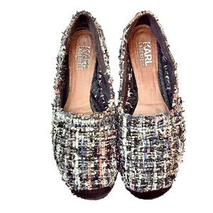 Karl Lagerfield Paris Multicolor Tweed Shoes Size 7M Flat Heel Casual